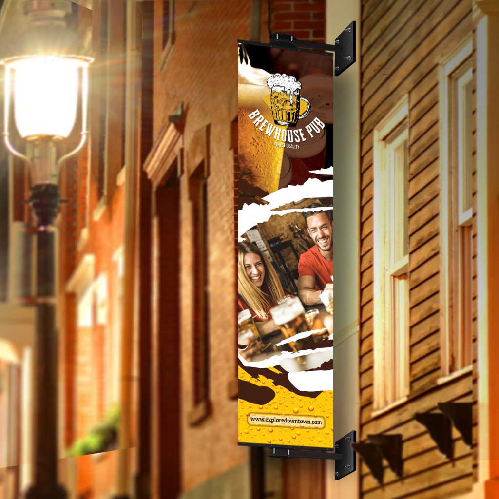 Brewhouse pub sign on a building wall 24x96