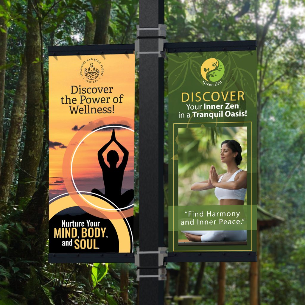 pole master fixed bracket pole signs dual yoga signs 18x42