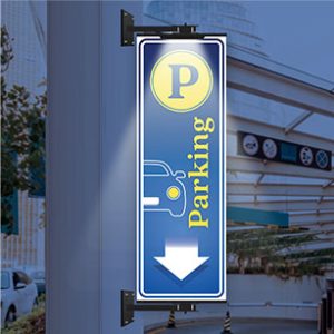 Parking Sign on a wall with light