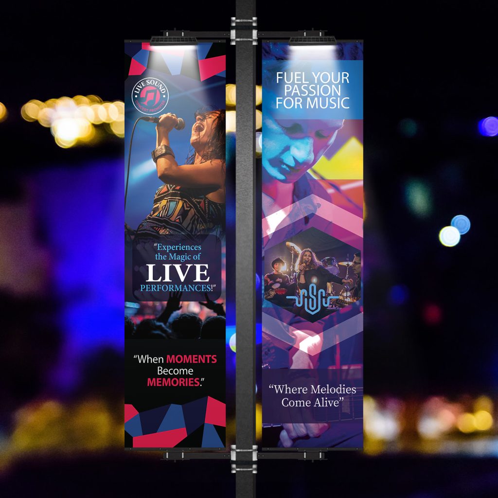 dual swivel pro light pole signs for live concerts