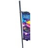 swivel flex pole sign with solar led lights music venue experience design