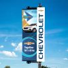 Swivel Pro Light Pole Sign, Chevrolet Sign. Wind release sign and pole cover.