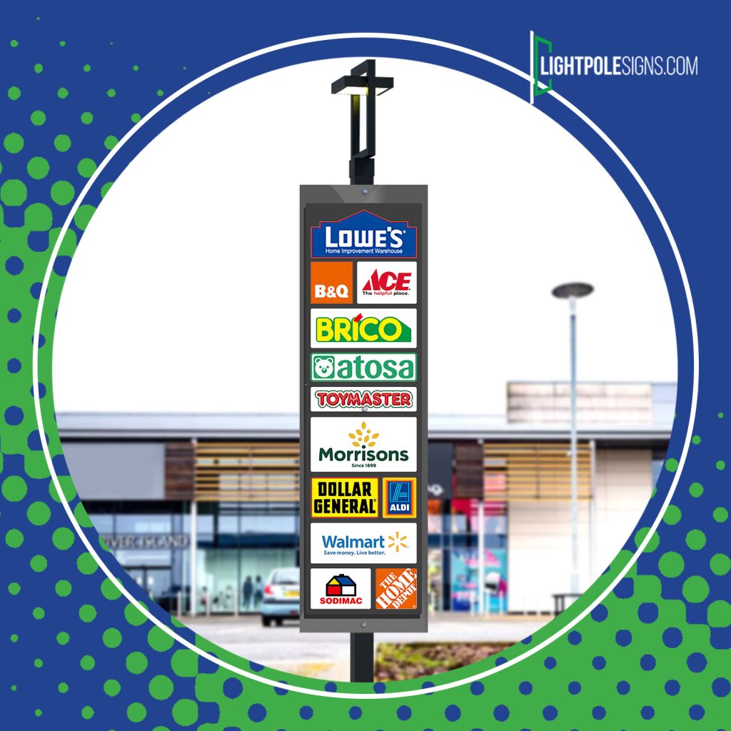 shopping centers light pole signs