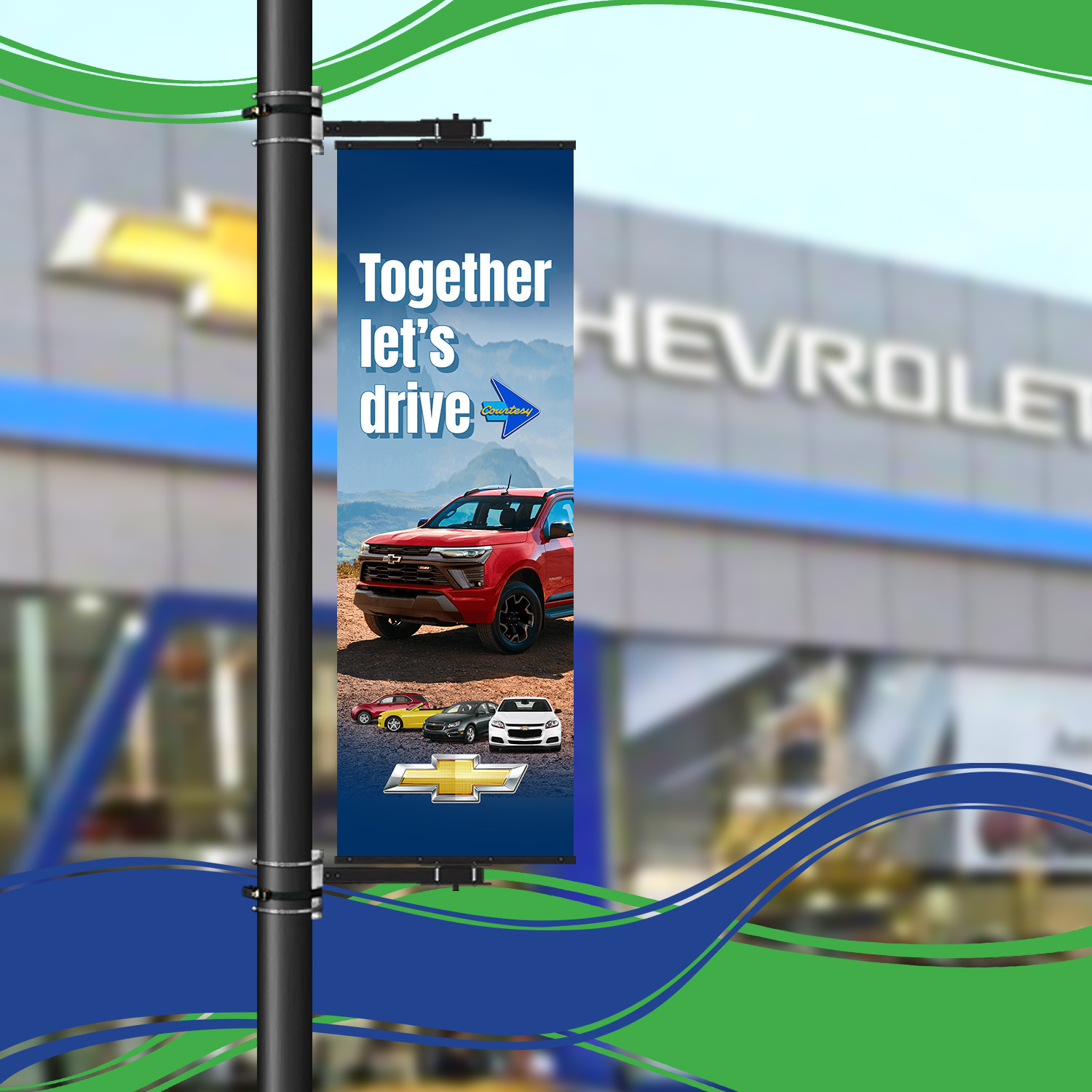 Chevrolet with Swivel Pro Light Pole Signs