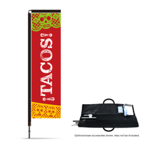 Medium block flag with flag pole, stake, and travel bag